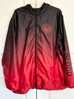 HBO Game of Thrones Blood and Fire Targaryen Hooded Windbreaker Jacket Mens XXL